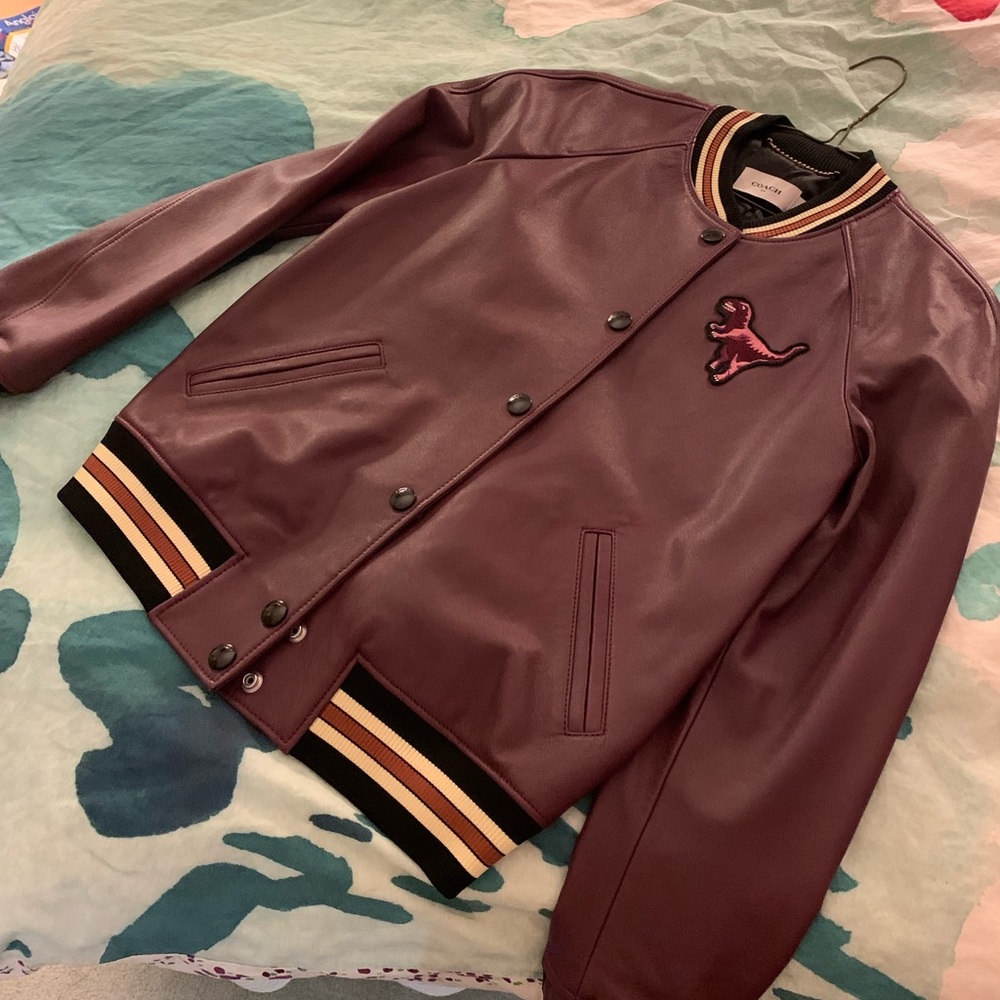 Coach leather varsity jacket. 99% new. Softest leather and so cute on.